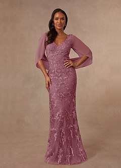 Azazie Ferris Mother of the Bride Dresses Vintage Mauve Sheath V-Neck Chiffon Dress image1