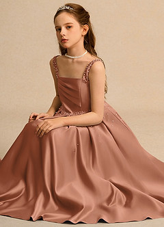 Azazie Mochi Girl Flower Girl Klänningar Klä Balklänning i Matt satäng Plisserad image3