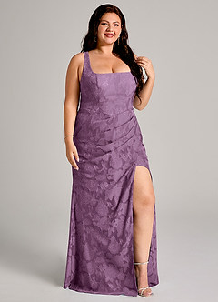 Azazie Mero Bridesmaid Dresses Wisteria Sheath Pleated Floral Burnout Dress image10