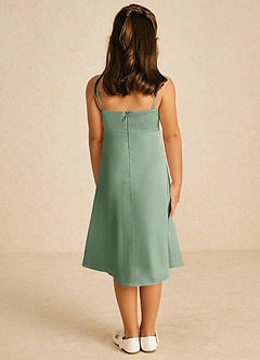 Azazie Zuzu Flower Girl Dresses Matcha A-Line Spaghetti Strap Stretch Satin Dress image2