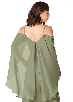 Azazie Cienna Jurken voor bruidsmeisjes Jurk van Chiffon met A-Lijn Off the Shoulder Pistache image6