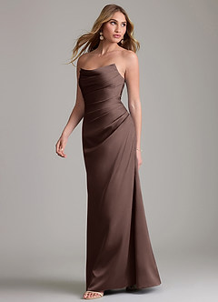 Azazie Lucille Bridesmaid Dresses Ganache Mermaid Strapless Stretch Satin Convertible Dress image3