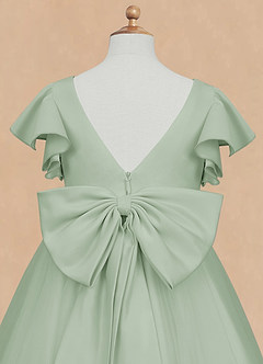 Azazie Kaeya Flower Girl Dresses Agave A-Line Bow Tulle Dress image8