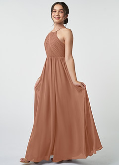 Azazie Leighton Junior Bronzer A-Line Pleated Chiffon Dress image4
