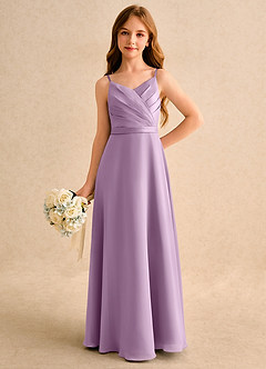 Azazie Umina Girls Formal Robe Demoiselle D'honneur Fillette Robe Trapèze en Mat Satiné Plissée Glycine image5