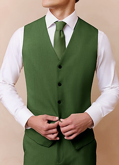 front James Olive Structured Stretch Suit Vest