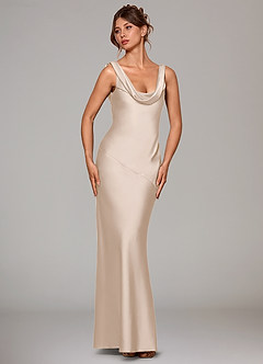 Azazie Rylina Bridesmaid Dresses White Alabaster Mermaid Stretch Satin Dress image3