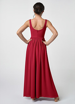 Azazie Keyla Junior Scarlet A-Line Pleated Chiffon Dress image2