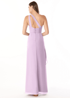 Azazie Maive Bridesmaid Dresses Frosted Lilac Sheath Pleated Ruffle Chiffon Dress image2