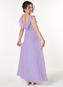 Azazie Jinny Junior Lilac A-Line Ruched Chiffon Dress image2