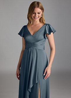 Azazie Omari Brautjungfernkleider A-Linie Stretch-Satin Kleid Zwielichtviolett image4