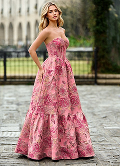 Rosemarnder Rosa Rosa Abito da ballo con fiori jacquard image3