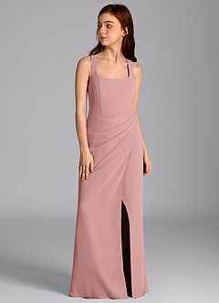Azazie Mero Junior Dusty Rose Mermaid Pleated Chiffon Dress image6