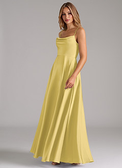 Azazie Elle Brautjungfernkleider A-Linie Plissee Stretch-Satin Kleid Kanarienvogel image6