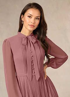 Azazie Adellah Mother of the Bride Dresses Desert Rose A-Line Pleated Chiffon Dress image5