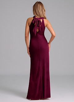 Azazie Doretta Vestidos de damas de honor Vestido de Cabernet de terciopelo de Corte Sirena con Plisado image6