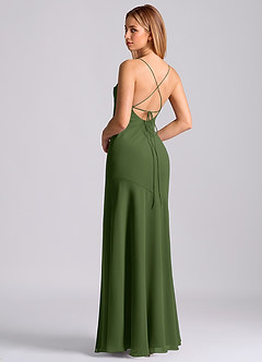 Azazie Grata 신부 들러리 드레스 인어 주름진 쉬폰 바닥 길이 드레스 image2