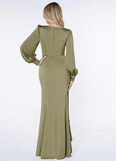 Azazie Raye Bridesmaid Dresses Pistachio Mermaid Long Sleeve Stretch Satin Dress image2
