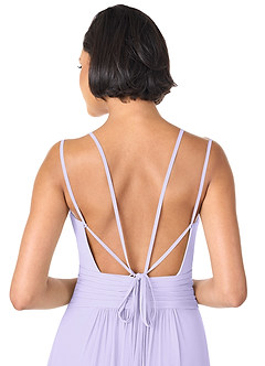 Azazie Farren Bridesmaid Dresses Lilac A-Line Pleated Chiffon Convertible Dress image8