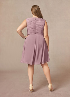 Azazie Theron Mother of the Bride Dresses Dusty Rose A-Line V-Neck Pleated Chiffon Dress image7
