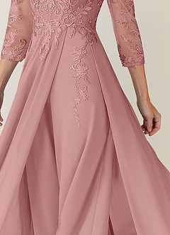 Azazie Noella Mother of the Bride Dresses Dusty Rose A-Line V-Neck Lace Chiffon Dress image6