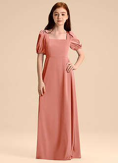 Azazie Briar Junior A-Linie Schleifen Stretch-Satin Kleid Koralle image6