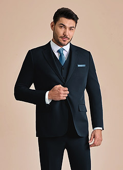 front James Navy Blue Structured Stretch Suit Jacket