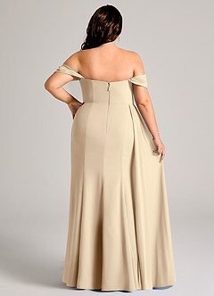 Azazie Amyra Robes de demoiselle d'honneur Robe Fourreau Convertible en Mousseline de soie Épaule décolletée Champagne image15