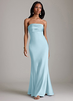 Azazie Saylor Brudtärnklänningar Klä av Sjöjungfru i Stretch Satin Axelbandslös Himmelsblå image2