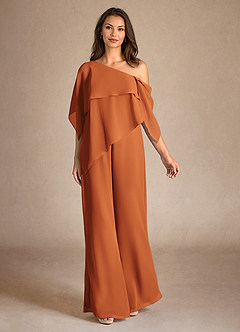 Azazie Halima Mother of the Bride Dresses Cinnamon Jumpsuit/Pantsuit Side Slit Chiffon Dress image4