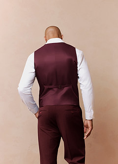 front Savile Borgoña Chaleco de traje de mezcla de lana