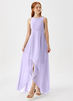 Azazie Lizette Junior Lilac A-Line Pleated Chiffon Dress image4