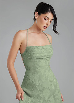 Azazie Tatum Bridesmaid Dresses Agave A-Line Corset Floral Burnout Dress image3