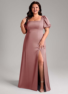 Azazie Fyona Bridesmaid Dresses Dusty Rose A-Line Pleated Stretch Satin Dress image8