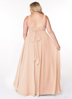 Azazie Kora Abiti da Damigella Abito A-Line in Chiffon Plissettato Rosa Inglese image10