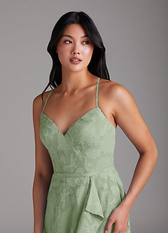 Azazie Naeem Bridesmaid Dresses Dusty Sage A-Line Floral Burnout Dress image6