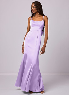 Barbie ♥ Azazie Bridesmaid Dresses Mermaid Bow Stretch Satin Floor-Length Dress image2