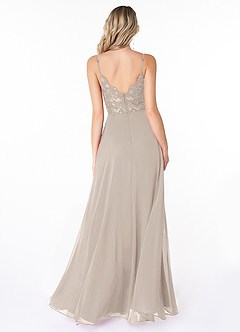 Azazie Lena Bridesmaid Dresses Frost A-Line Lace Chiffon Dress image2