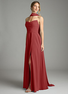 Azazie Ayla Abiti da Damigella Abito A-Line in Chiffon Scollo a Cuore Ruggine image8