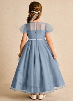 Azazie Duckie Abiti da Ragazza di Fiori Abito Principessa in Tulle Plissettato Blu Polveroso image5