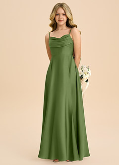 Azazie Bear Junior Vestido de Enebro de Satén Elástico de Corte en A con Escote de Corazón image6