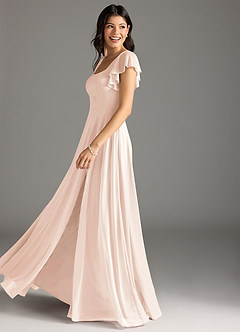 Azazie Bondi Bridesmaid Dresses Blushing Pink A-Line Ruched Mesh Dress image7