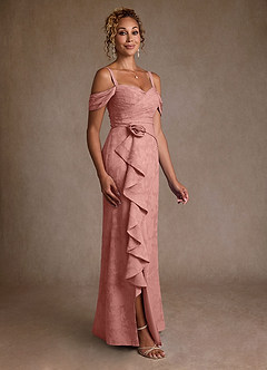 Azazie Irene vestidos de madre de la novia Vestido de Rosetón de Devorado Floral de Corte en A con Vestidos sin tirantes image5