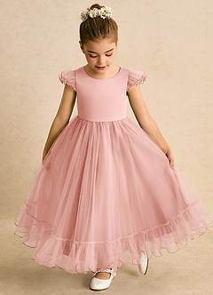 Azazie Phebs Flower Girl Dresses Rosette A-Line Tulle Dress image7