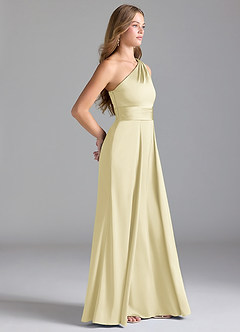 Azazie Dallas Bridesmaid Dresses Lemon Sorbet A-Line One Shoulder Stretch Satin Dress image4
