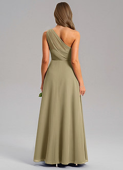 Azazie Phaedra Bridesmaid Dresses Moss Green A-Line One Shoulder Chiffon Dress image2
