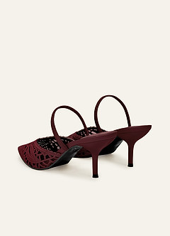 front Tkané síťované slingback podpatky pro ženy špičatou špičkou svatební boty elegantní vysoké podpatky