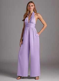 Azazie Oli Brautjungfernkleider Plissee Stretch-Satin Overall/Jumpsuit Flieder image4