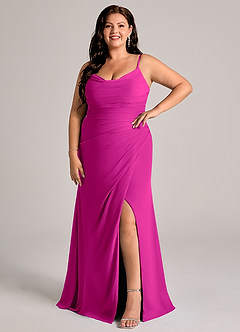 Azazie Deandra Bridesmaid Dresses Fuchsia Mermaid Pleated Chiffon Dress image9