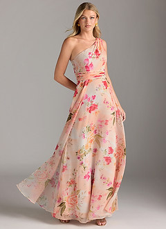 Azazie Dallas Bridesmaid Dresses Abstract Bouquet Floral A-Line One Shoulder Chiffon Dress image3